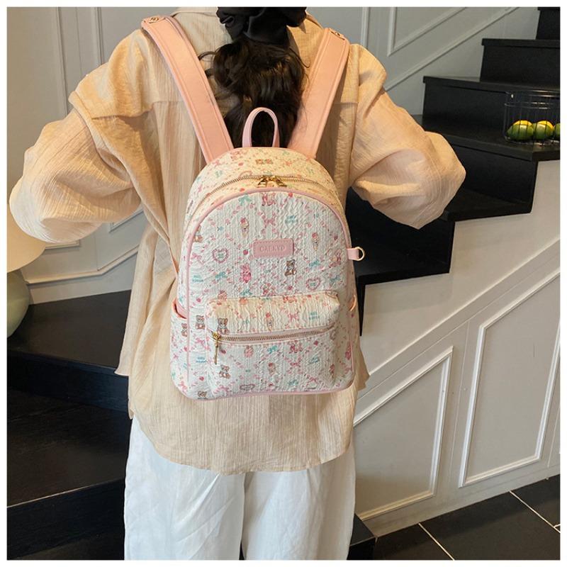 Cute Cartoon Bear Backpack Bag Women's New Fashion Print Casual Backpack Student Schoolbag