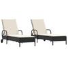 VidaXL Chaises longues avec coussins lot de 2 noir résine tressée, lit de bronzage, chaise longue inclinable, lit de jour 3261434
