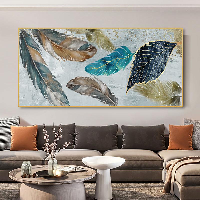 Abstract Golden Feathers Canvas Painting Wall Art Gold Leaves Posters and Prints for Living Room Office Wall Decor No Frame