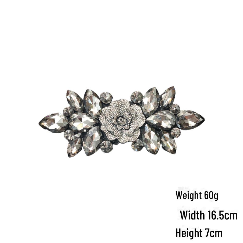 Elegant Bow & Diamond Chain Skirt with Embroidered Patch Accessory