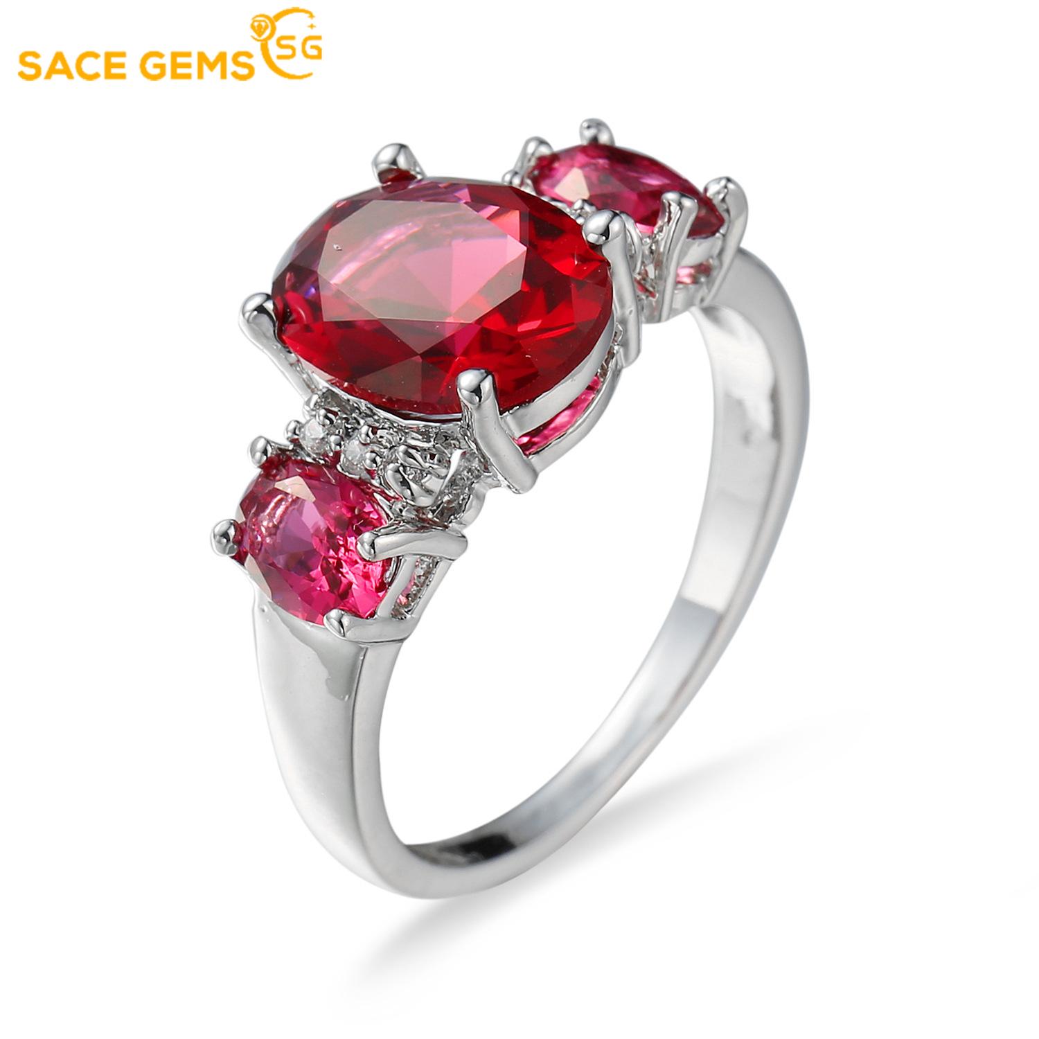 

SACE GEMS классическое кольцо из медного сплава с цирконом женские ювелирные изделия свадебный подарок для вечеринки Open красный