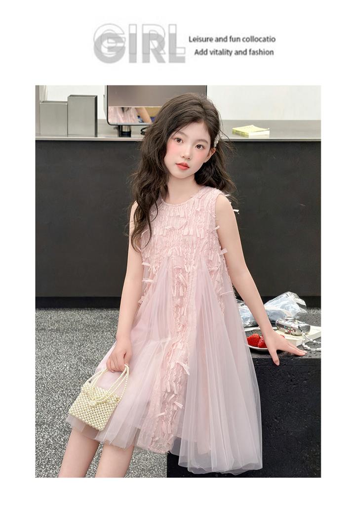 Girls' Summer Dress 2026 New Style Children's Stylish Sleeveless Mesh Princess Dress Girls' Summer Dress Fluffy Skirt