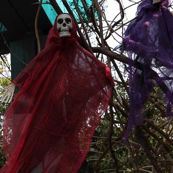 Halloweenská závěsná dekorace lebky ducha venkovní strašidelná ponurá smrtka děsivý létající kostlivec duch pro verandu dvůr zahradu stromová dekorace