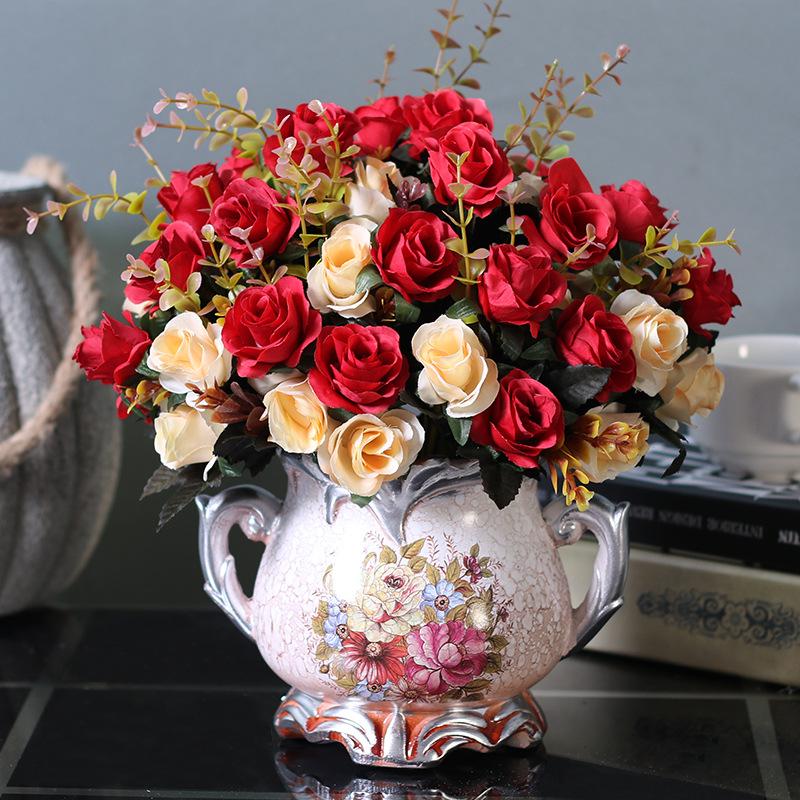 European Retro Silk Rose Flower Decor – Ideal for Living Room, Dining Table, Coffee Table, or Bedroom. Perfect As Dried Flower Ornaments.