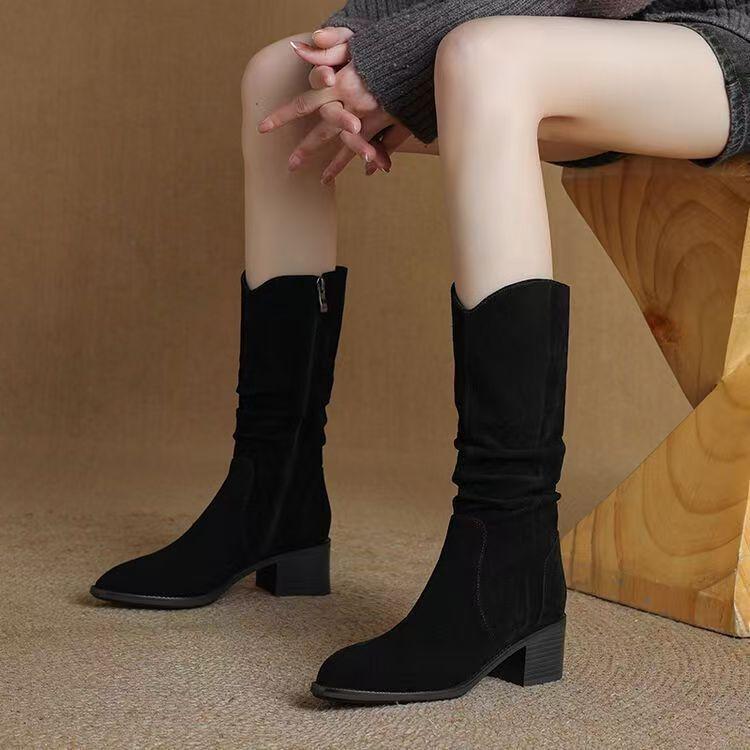 2025 Retro Matte Mid-Calf Slouch Boots - Western Cowboy Style 38 3919₽