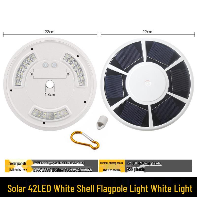 Waterproof Solar LED Flagpole Light - 26 Beads, Ideal for Outdoor, Camping, Courtyard, and Tent Illumination