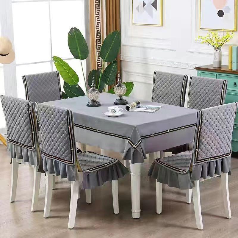 Luxuriöses Esszimmer-Set mit Tischdecke & Stuhlbezügen - Modernes integriertes Design, Verdickte Polster, Maßgeschneiderte Passform