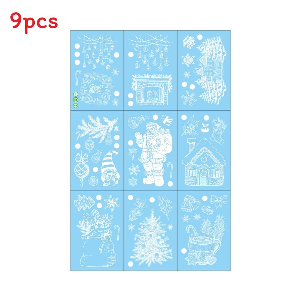 Window Decals Xmas Pvc Snowflake Santa Static Stickers For Christmas Decor Home