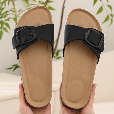Fashion Kidmi Women Sllippers Fashion PVC Material Indoor Slippers With Metal Buckle Comfortable Beach Slippers Breathable Women Sandals