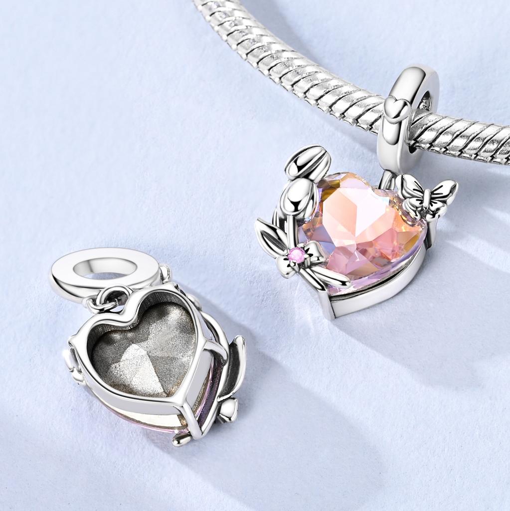 Copper Green Turtle Hugging Blue Heart Tulips Charms Beads Pendant For Original Bracelet Woman Girl Jewelry