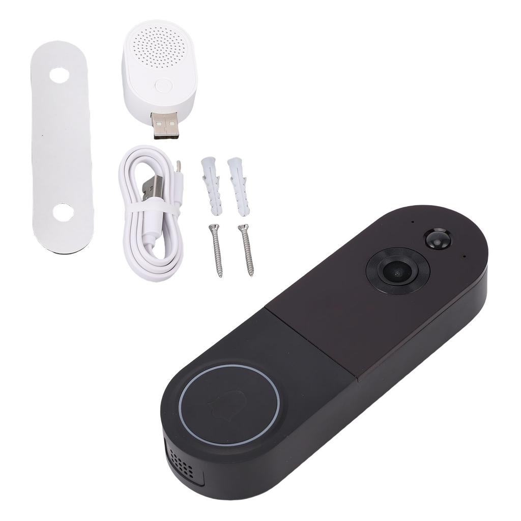 Wireless WiFi Video Doorbell Camera with Receiver HD Night Two Way Talk Human Recognition Battery Re able