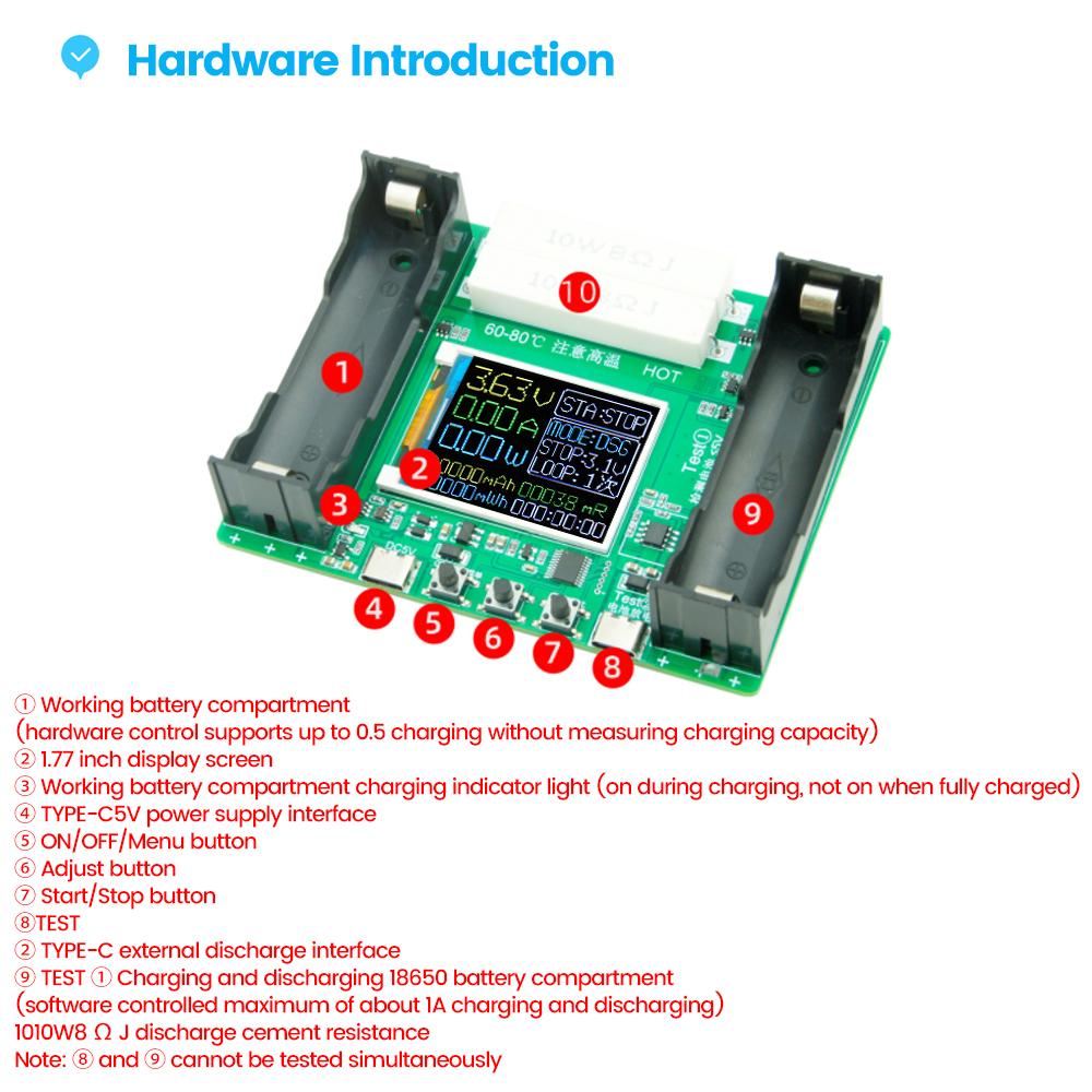 18650 Lithium Battery Capacity Tester Module MAh MWh Digital Battery Power Detector Module 18650 Battery Tester 2/4/8 Channel