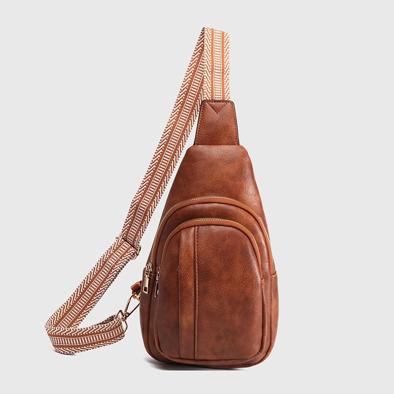 2025 Women's Chest Bag Cross-Border Retro Casual Crossbody Bag Large Capacity Small Backpack Versatile Shoulder Bag Chest Bag