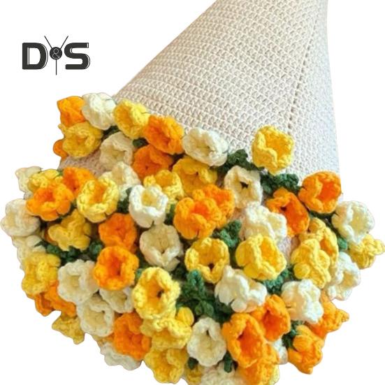 DIY Crochet Flowers Blanket Rose Bouquet Blanket Crocheting Kit Bouquet Throw Blanket Craft Kit for Mother's Day Birthday Gift Home Decor
