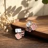 Explosive scattered splicing square hand-painted enamel color stud earrings, environmentally friendly alloy material, versatile light luxury earrings