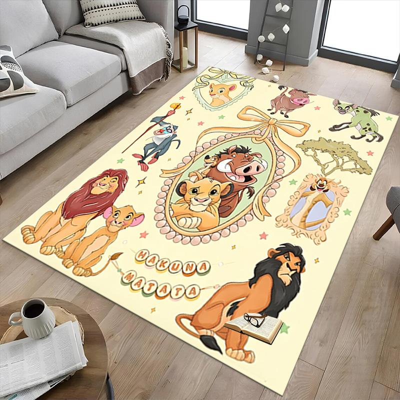 Lion Adventure Carpet For Playroom Bedroom Living Room Sofa Home Decorkids Game Area Rug Nonslip Floor Mat