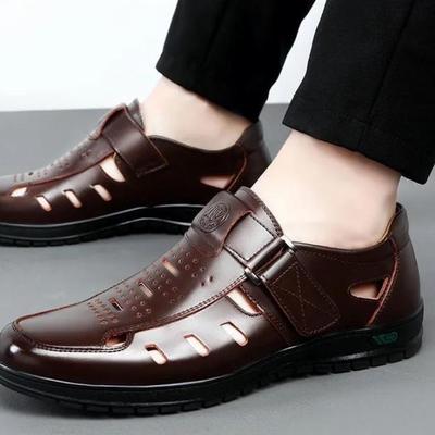 Sandali Estate Uomo Accogliente Hollow Antiscivolo Morbido Fresco Illuminato Traspirante Sandali in pelle casual alla moda indossabili classici per tutti i fiammiferi