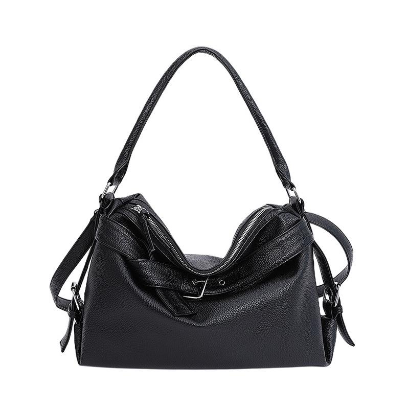 Women's Korean Style Retro Tote Bag - High-End Fashion, Versatile Large Capacity, Single Shoulder or Crossbody Use.