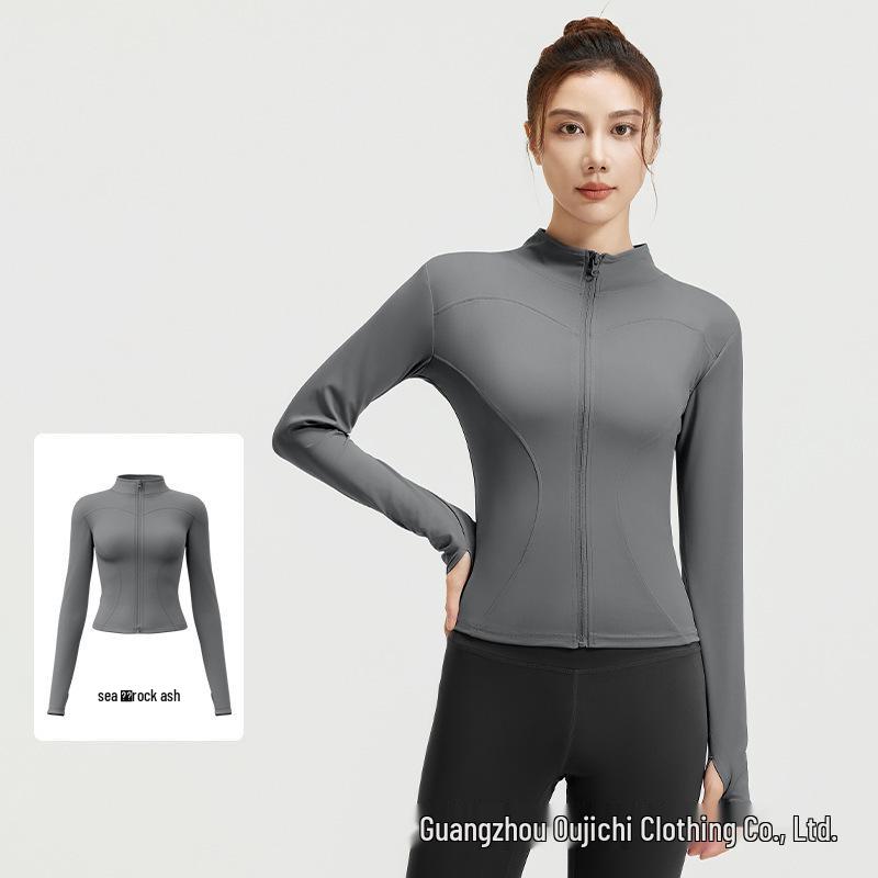 Giacca da Yoga da Donna Slim-Fit a Maniche Lunghe - Traspirante, ad Alta Elasticità, con Collo Alto, Top Fitness