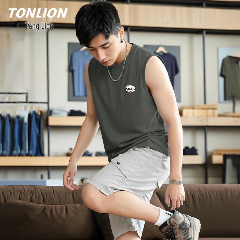 TonLion Men s Casual 100% Cotton Sleeveless Vest 4XL