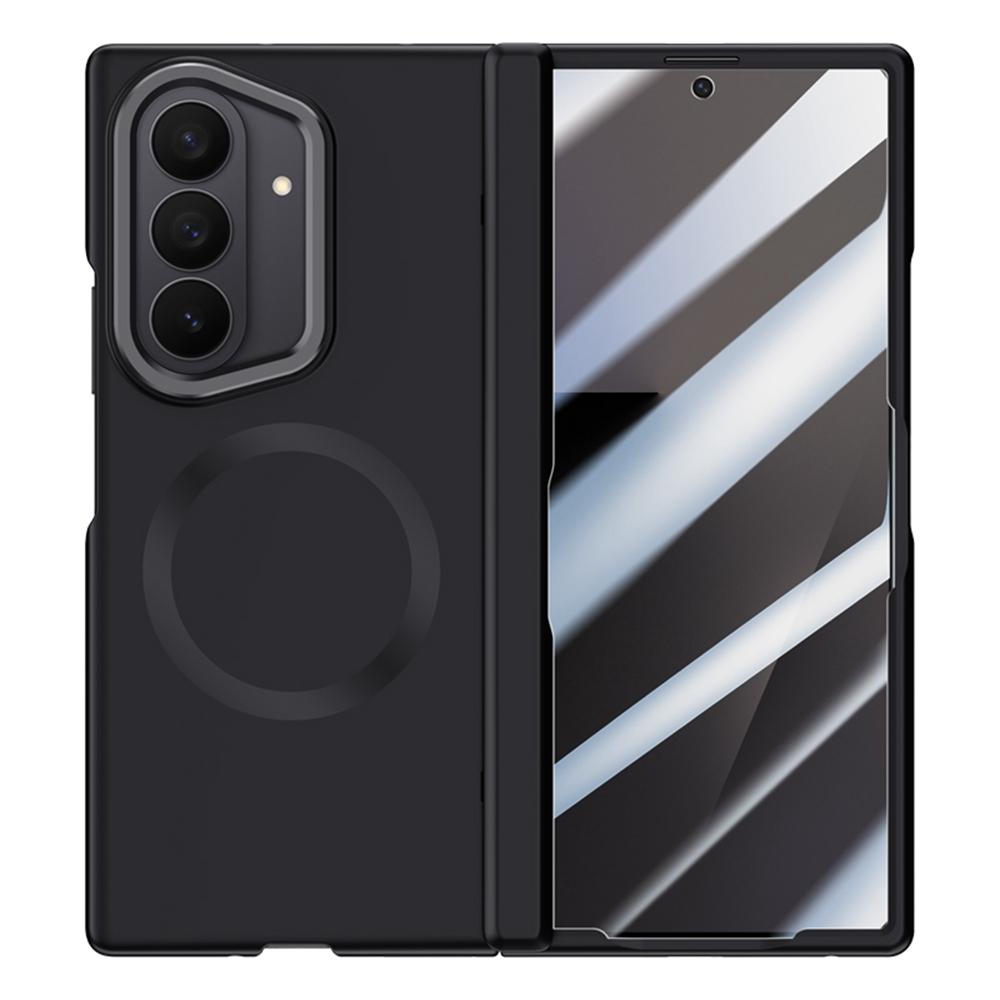For Samsung Galaxy Z Fold7 5G Magnetic Case Hard PC Phone Cover with Privacy Tempered Glass Film/Lens Kickstand