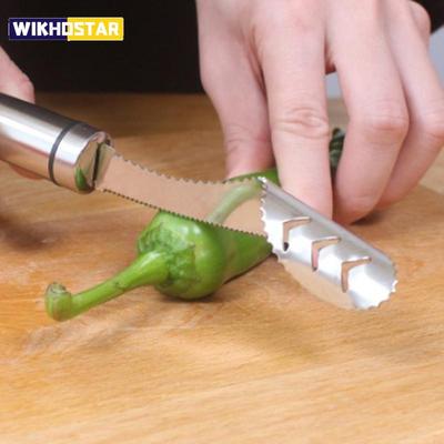 1pcs Stainless Steel Serrated Seed Remover Pepper Corer Tool  Kitchen Gadget Tools