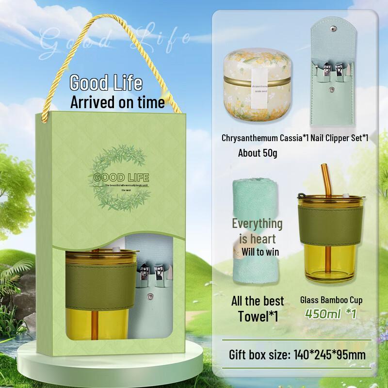 Summer Employee Welfare Gift Set Tea, Nail Clipper Set, Towel, Bamboo Cup