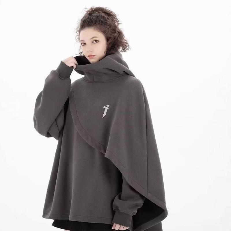 Womens Loose Fit Hooded Sweatshirt Casual Geometric Pullover Outerwear