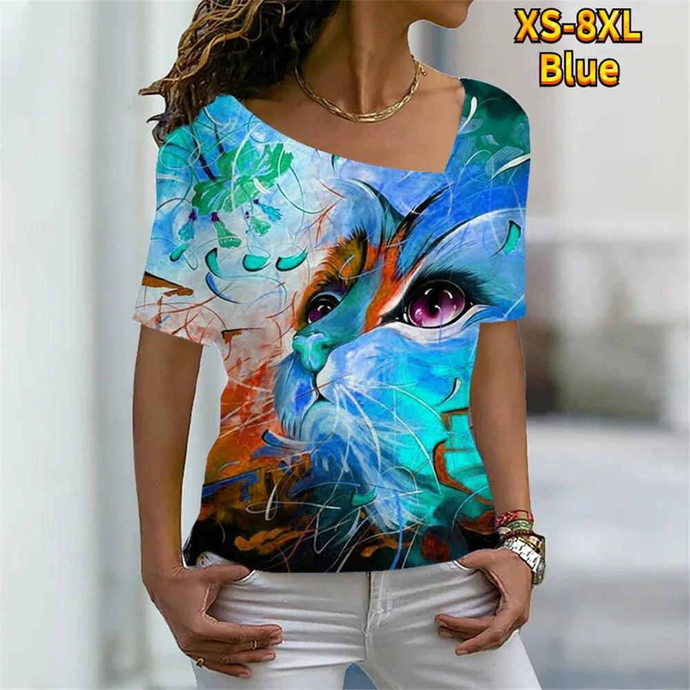 Женская футболка с цифровым 3D принтом «Милый кот» — фото 10