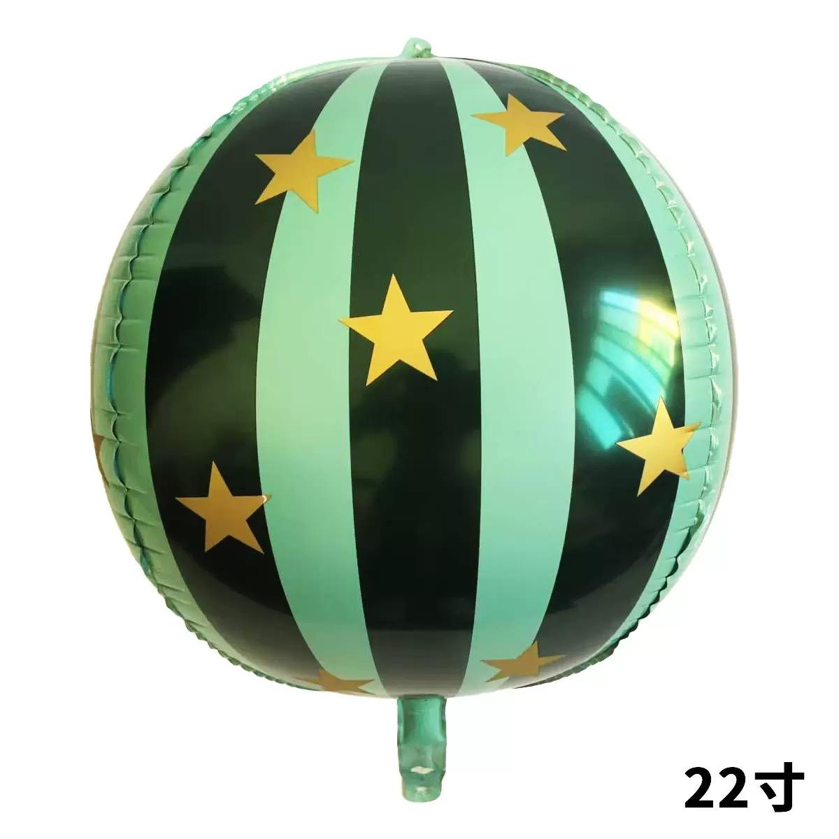 

22 inch 4D striped star aluminum film balloon with red, blue, pink, and green spheres that can float in the air for Christmas an 22Inch зелений