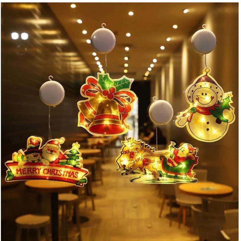 LED Weihnachtssaugnapf Schneemann Fensterdekorationslampe - Festliche Atmosphäre, Kleines Buntes Licht