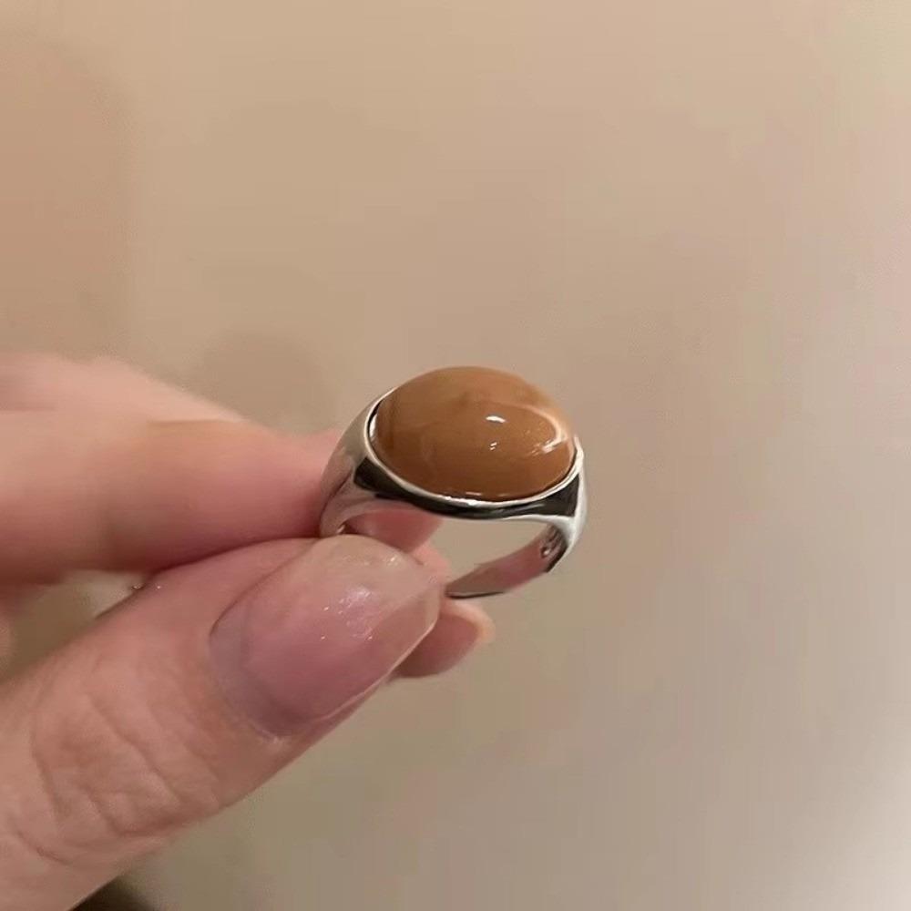 

Alloy Stone Open Ring Adjustable Punk Rings Simple Brown Stone Ring Engagement Jewelry Gifts 2