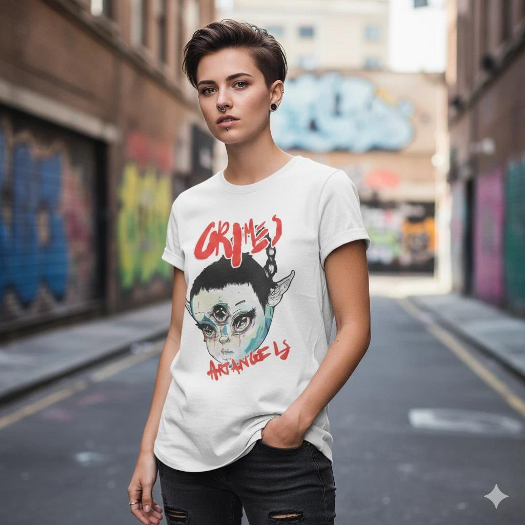Men s Casual Graphic Grimes Art Angels Graphic T-Shirt Experimental... S