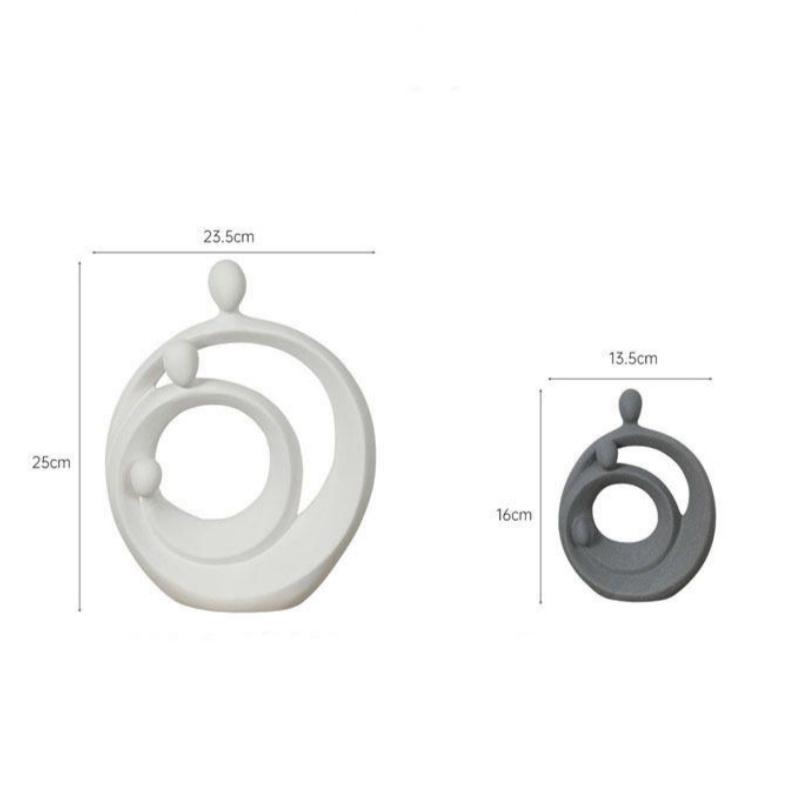 Ceramic Handicraft A Family of Three Abstract Family Sculpture Circular Geometric Ornaments Home Decoration Accessories