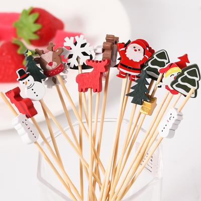 50 Stück Weihnachtsartikel Einweg-Kunst-Fruchtspieß Dessertspieß Kürbis Weihnachtsmann Deko-Spieß