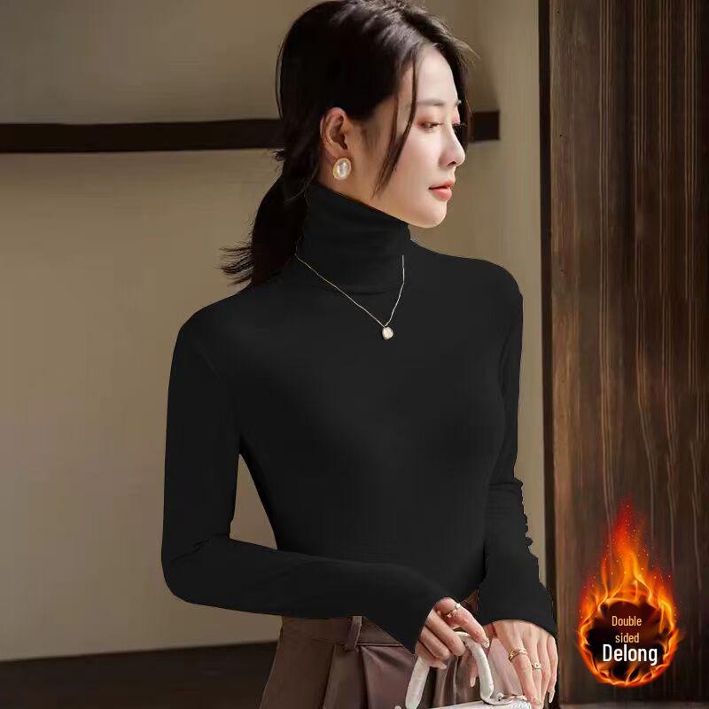 

Женский велюровый топ с флисовой подкладкой, высоким воротом и длинными рукавами, облегающего кроя, для осени/зимы 3XL (150-170 jin)