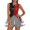 S-3XL Women’s Halloween Jumpsuit: Color Blocking Sequin & Striped Patchwork Checker Bowtie Tiered Tulle Hem Cutout Rompers Mad Costume