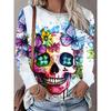 Schönes Schmetterlings- und Totenkopf-3D-Digitaldruckmuster - Lässiger Trend Eleganter Stil - Frühling und Herbst Geeignet für Übergrößen Damen