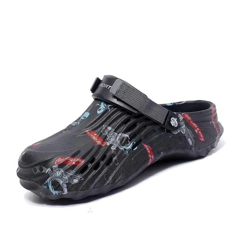 Übergröße 46 47 Neue Herren Clogs Sandalen Sommer Graffiti Hausschuhe Mann Gartenschuhe Männer und Frauen Freizeit Pantoletten Herren Flache Schuhe