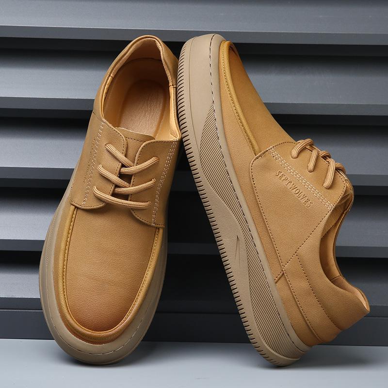 2025 autumn new men's shoes leather breathable versatile platform fashion casual leather shoes men's sports trendy shoes
