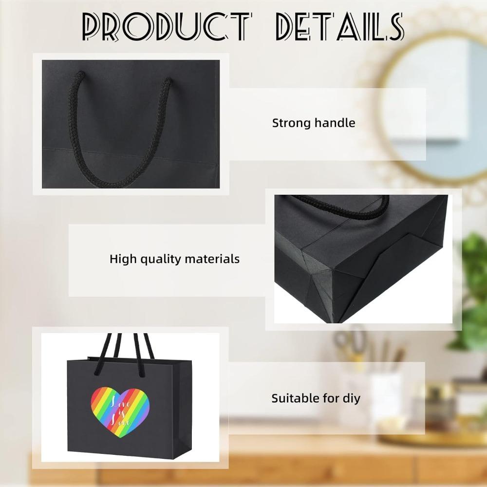 8pcs Thicken Gift Bags with Handles Paper Handbag Party Favor Bags Tote Bags Packaging Bag for Optical Store Shopping Bags Gift Wrap Bags