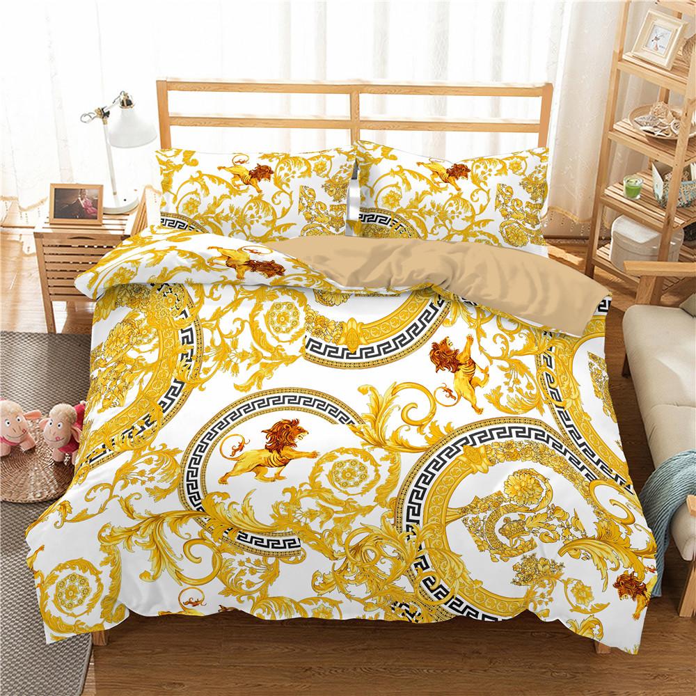 Bedding Set Luxury Duvet Cover Set Home Decor Bed Set Golden Duvet Cover 2/3pcs Comforter Cover With Pillowcase Full Queen Size