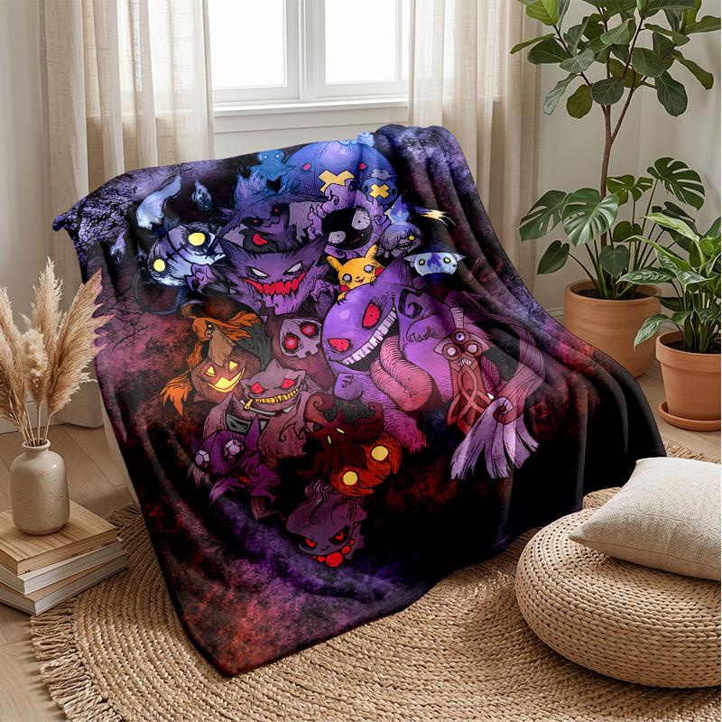 Pokémon Printed Flannel Throw Blanket Soft Warm Lightweight All Season Blanket for Sofa Bed Camping Home Decor Holiday Gift