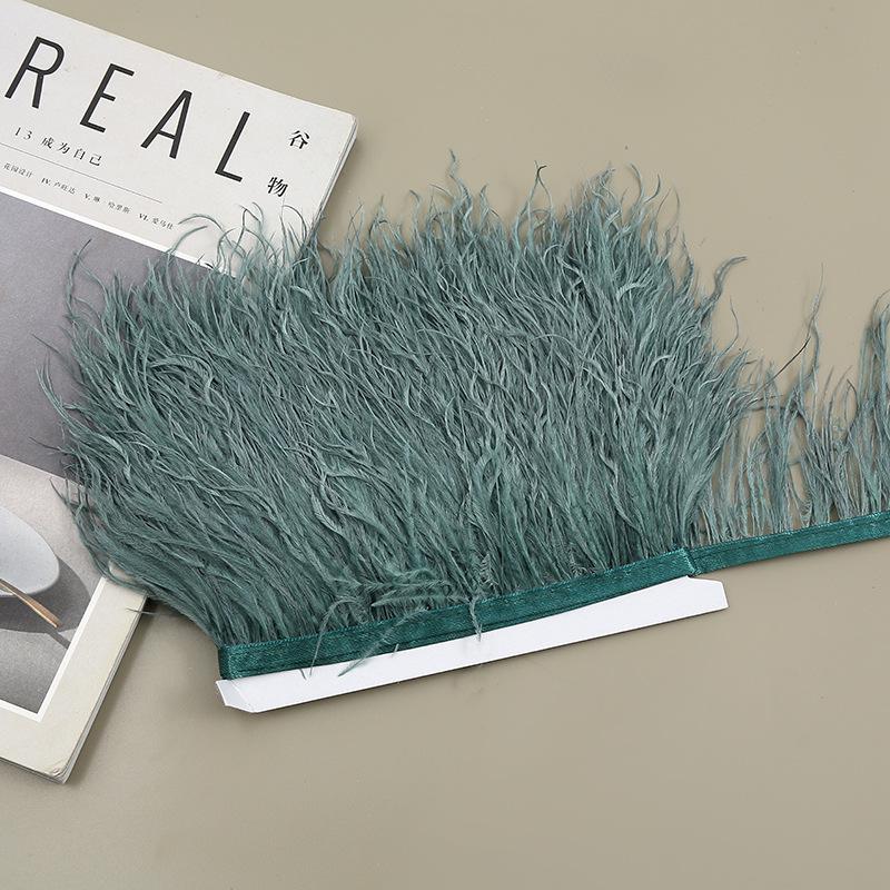 Color 8-10 Cm Ostrich Hair Cloth Edge Clothing Cuffs Hem Ostrich Feather Strips Cloth With Accessories Lace