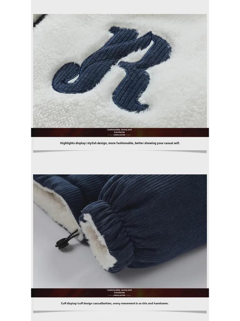 Trendy Corduroy Men's Double-Sided Cotton Jacket: Winter Lambskin & Velvet, Warm Couple's Wear