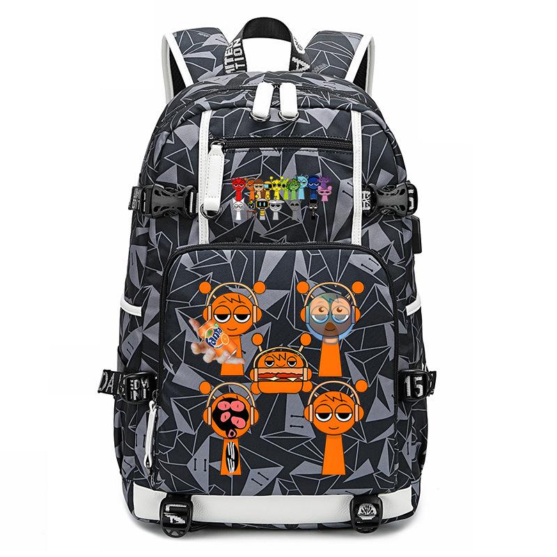 Sprunki Music Box Game School Bag Cute Cartoon Printing Trend College Style Large Capacity Backpack