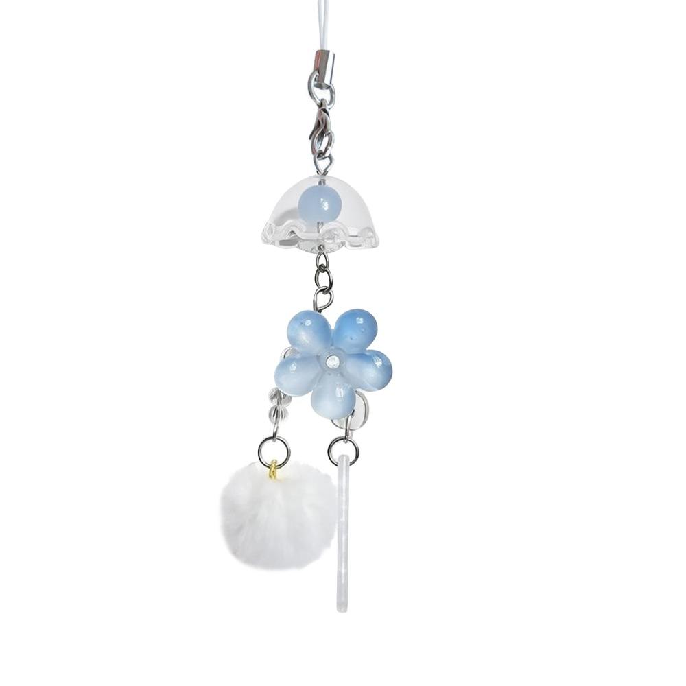 Transparent Car Ornament Flower Design Car Hanging Ornament Chic Windbell Keychain Wrist Strap