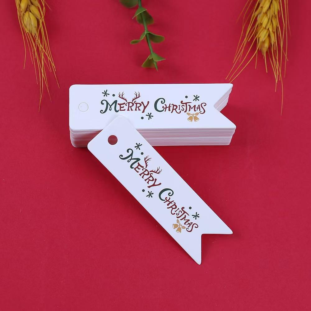 100PCS Matte Finish Christmas Gift Tags with String - Holiday Present Labels with Merry Christmas Lettering Design