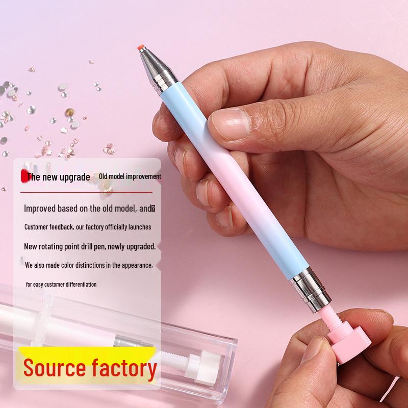 Nail Art Rotary Dotting Pen with Diamond Glue and Rhinestones for Jewelry Decoration