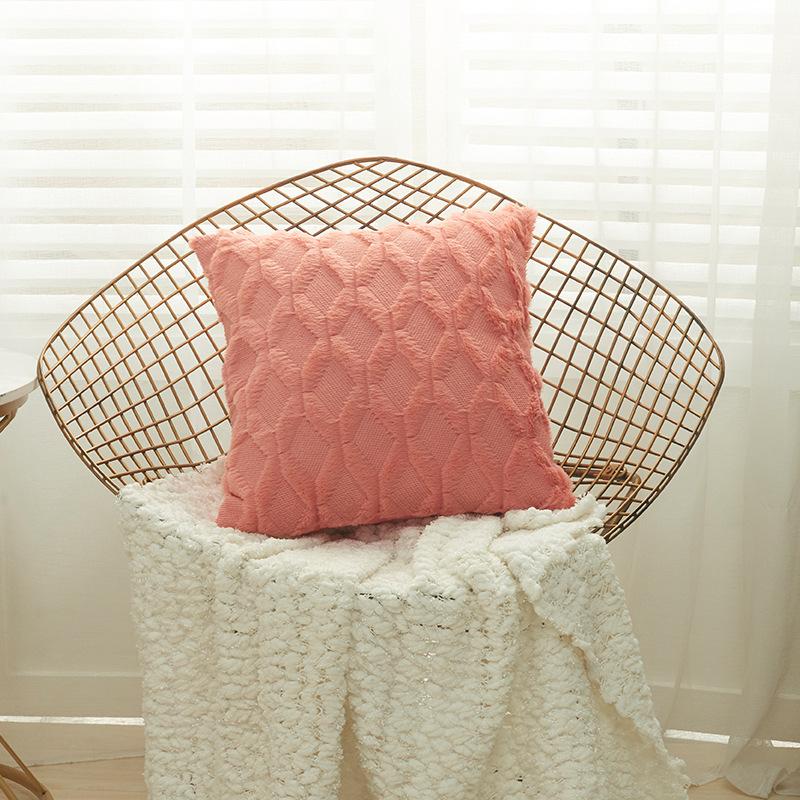 Sofa Pillowcase Ins Style Nordic Style Solid Color Light Luxury Plush Home Fabric Pillowcase